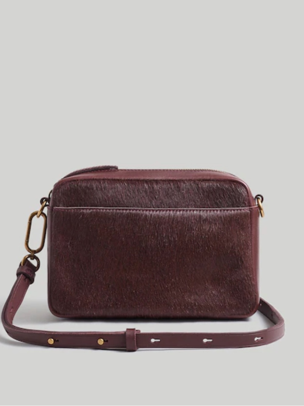 Madewell The Carabiner Medium Calf Hair Crossbody Bag Chocolate Raisin